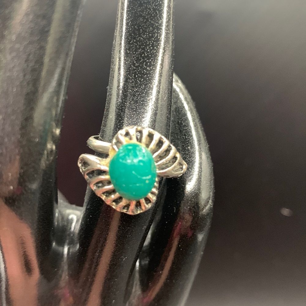 Vintage Silver Ring with Green-Blue Stone